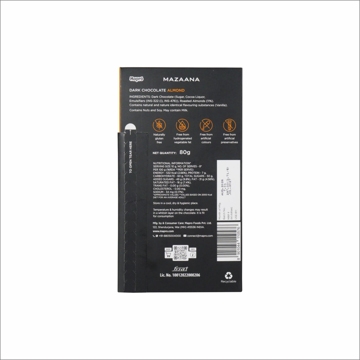 Dark Chocolate with Almonds Bar